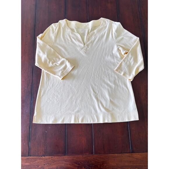 L.L. Bean Tops - L.L. Bean Women's Size Large Yellow V-Neck Pullover Top 100%‎ Cotton